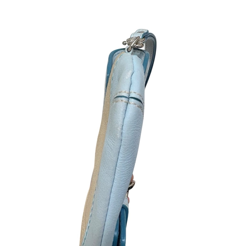 Coach vintage y2k canvas and blue leather wristlet clutch bag soho buckle - Picture 5 of 8